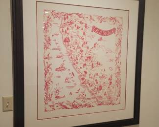 Antique Linen Map of California.