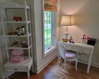 White and wicker furniture. 