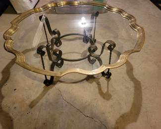 Brass and Glass Tray Top Coffee Table.