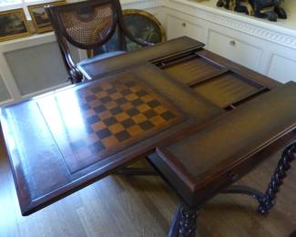 Theodore Alexander game table with 2 chairs