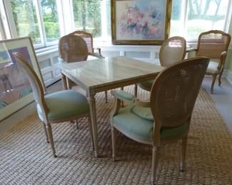 Marble top card table with 4 chairs