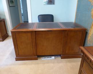 Executive leather top desk, leather desk chair