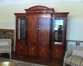 3 section display/storage/media wall unit, pair of chairs