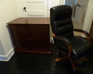 Desk chair, cabinet