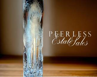 Scottish Thistle Cut Crystal 14" Vase $225 or bid #62