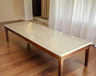 MCM Walnut and Travertine Cocktail Table $190 or bid #12