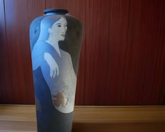 RAKU Pottery "Maple Leaf Woman Urn" by Dave & Boni Deal $360 or bid #127