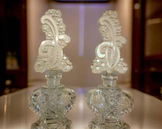 Pair Vintage Cut Glass Scent Bottles bid #37
