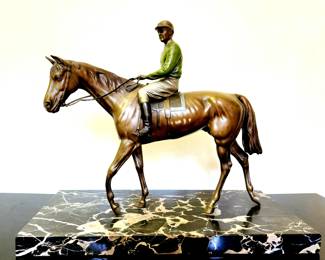 Vintage Bronze Thoroughbred and Jockey $115 or bid #20