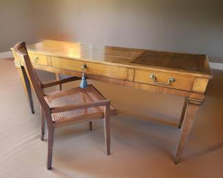 Vintage NeoClassical Writing Desk and Caned Arm Chair by BAKER FURNITURE $275 or bid #22