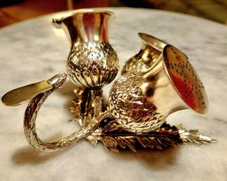 Scottish Silver Thistle Condiment Set $69 or bid #59