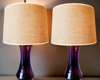 Pair Mid-Century BLENKO Decanter Table Lamps $575 or bid #65