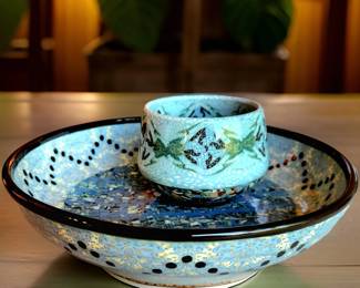 GERBINO VALLARIS, 2-pcs French Art Deco Period Earthenware $295 or bid #113