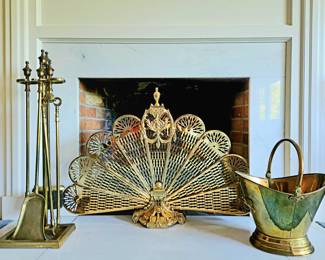 Brass Fireplace Tool Set $90 or bid #58
Brass Fan Fire Screen $95 or bid #57