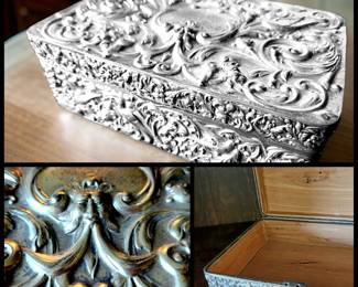 Antique Silver Repousse' Cigar Box $95 or bid #21