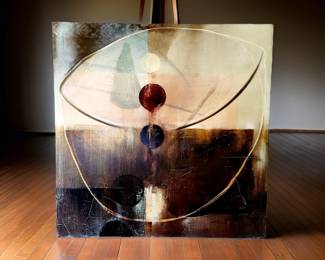 KELLY KIEVIT "Sorting a Rich Haul" 2003 oil on canvas 48" x 48" $595 or bid #107