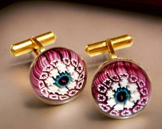 Millefiori Glass Cuff Links, MURANO ITALY