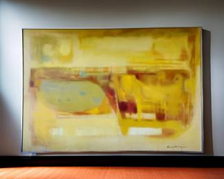 KENYU MORIYASU "Inner Sun" 76" x 52" oil on canvas by listed artist 1970 BIN $1,195 or bid #11