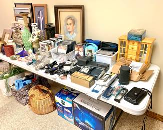 Cameras, speakers, radios, other electronics, household decor