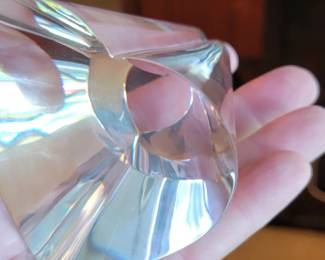 Pair of Steuben heart paperweights