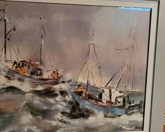 Wall art including several signed pieces