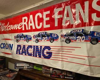 Large NASCAR sign.
