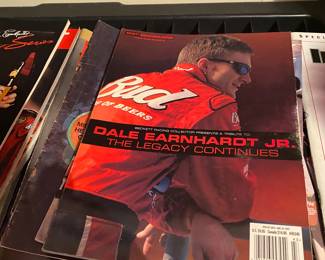Plenty of NASCAR and sports magazines.