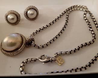 David Yurman Cerere Moonstone earrings and necklace ( with diamonds)