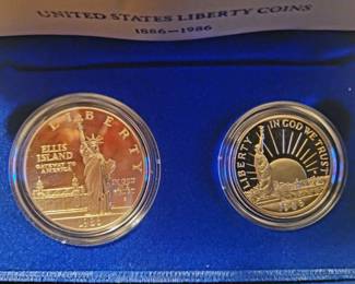 Ell8s Island commemorative silver dollar and half dollar