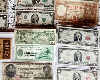 Several United States red seal 2 dollar bills