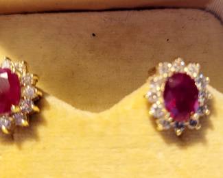 Gold and ruby earrings