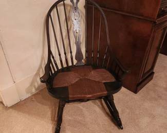 Woven seat low arm rocking chair