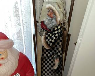 Unique, old ironing board with wonderful hand painted Father Christmas!