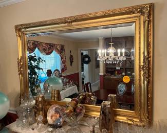 Extra-large ornate beveled glass mirror