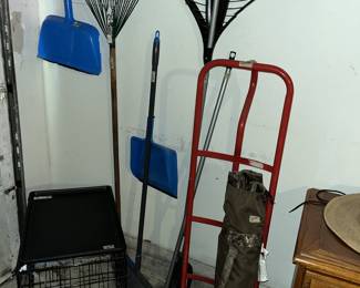 Hand truck, rakes