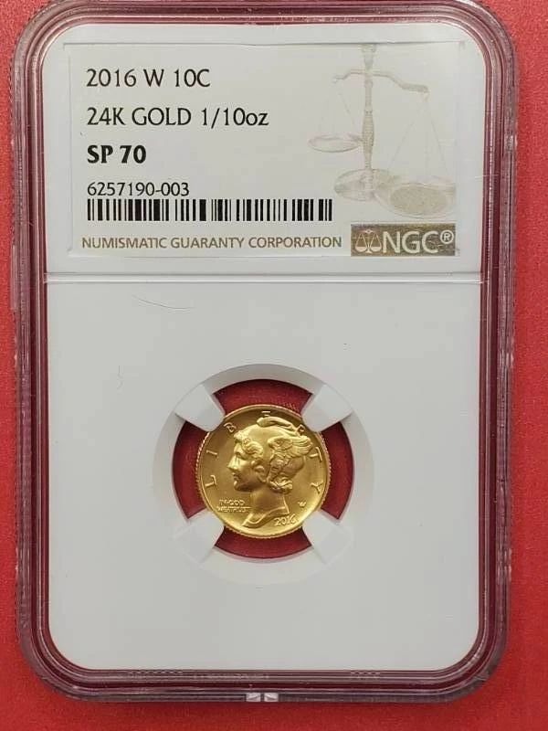 2016-W 1/10 oz Gold 'Mercury Dime' Centennial NGC SP 70