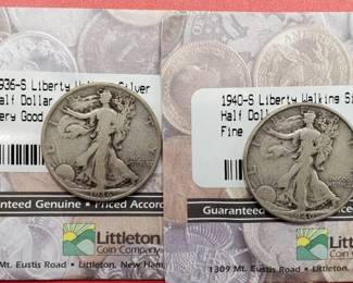 2 Walking Liberty Half Dollars