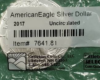 2017 American Silver Eagle, Uncirculated in Sealed Littleton Pkg