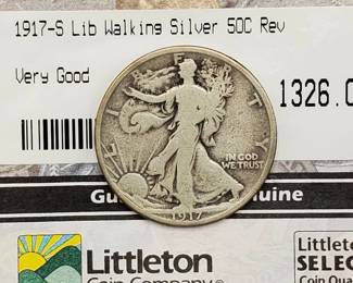 1917-S Walking Liberty Half Dollar, Graded VG by Littleton