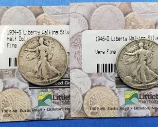 2 Walking Liberty Half Dollars