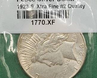 1923-S Peace Silver Dollar, XF, in Sealed Littleton Pkg