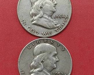 1954-D & 1957-D Franklin Half Dollars