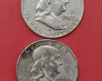 1957 & 1958-D Franklin Half Dollars