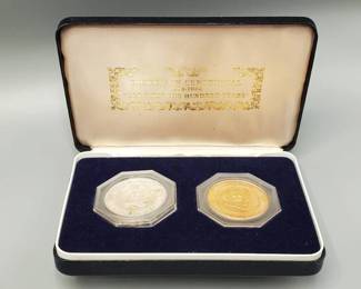 1882-1982 Roughrider Coin Set  1 troy oz Silver Coin & 1 Copper Coin, OGP