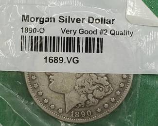 1890-O Morgan Silver Dollar, VG, in Sealed Littleton Pkg