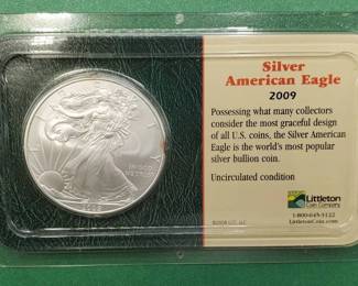 2009 American Silver Eagle, Uncirculated in Littleton Pkg