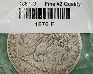 1887-O Morgan Silver Dollar, Fine, in Sealed Littleton Pkg