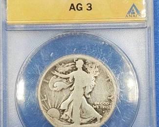 1916-S Walking Liberty Half Dollar, ANACS AG 3, RARE