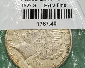 1922-S Peace Silver Dollar, XF, in Sealed Littleton Pkg