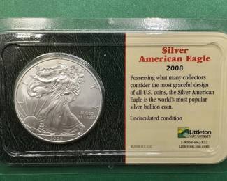 2008 American Silver Eagle, Uncirculated in Littleton Pkg